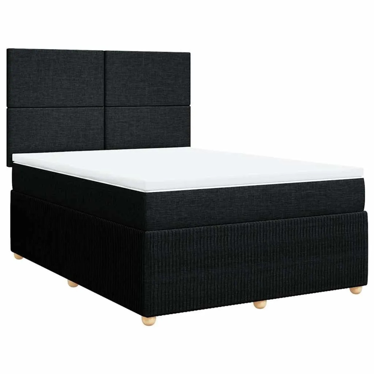 vidaXL Boxspringbett mit Matratze Schwarz 160x200 cm Stoff 3292102