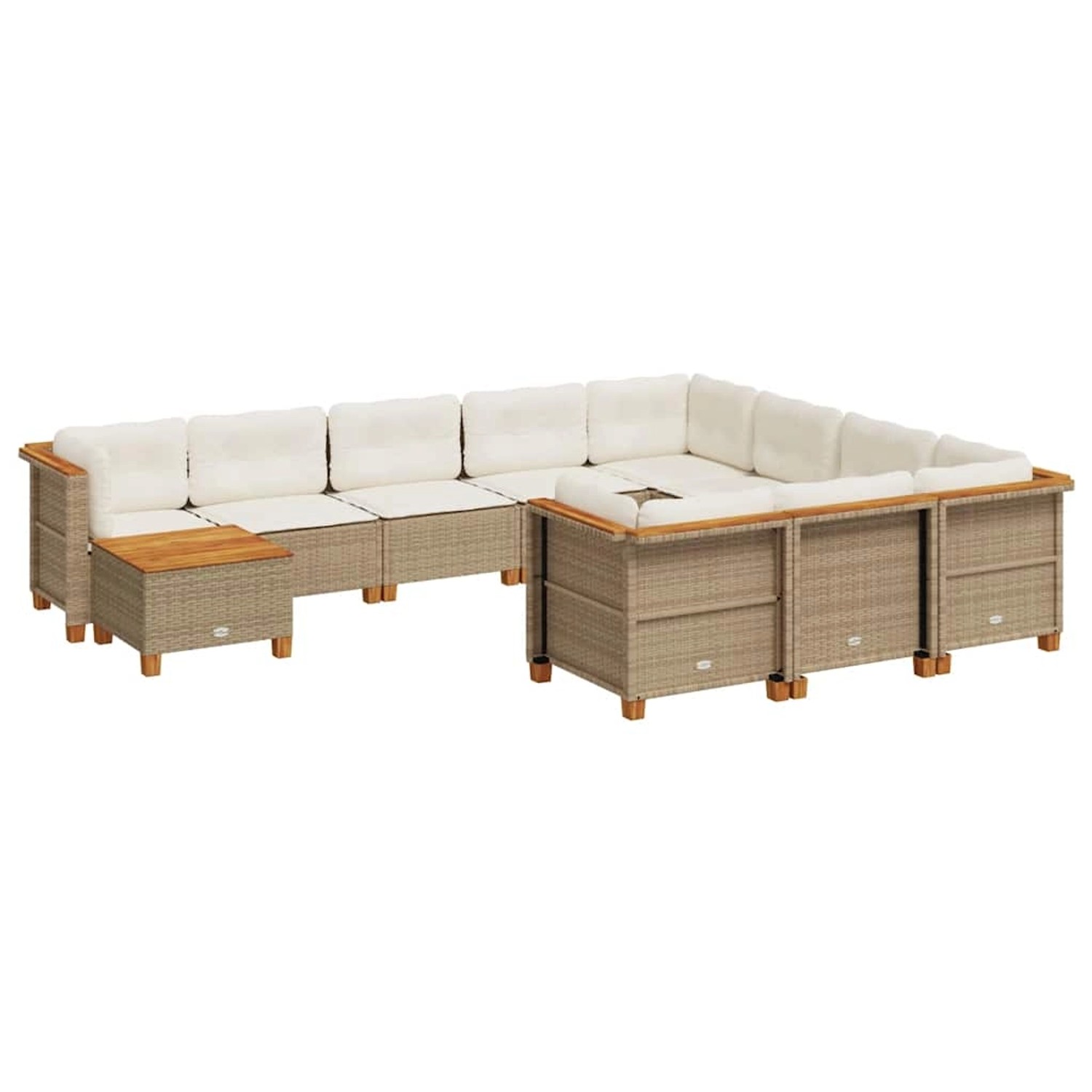 vidaXL 11-Tlg Garten-Sofagarnitur mit Kissen Beige Poly Rattan 3262057 günstig online kaufen