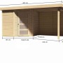 Karibu Holz-Gartenhaus Linköbing, unbehandelt, mit Flachdach und Anbau, Maße 209x213 cm.