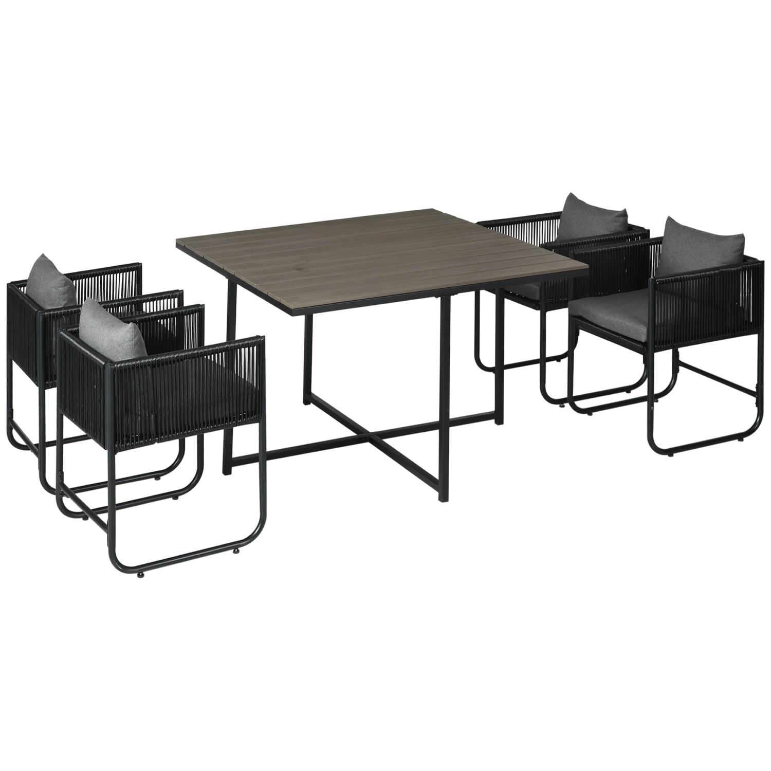 Outsunny Gartenmöbel-Set PE Rattan Polyester Grau 110L x 110B x 75Hcm günstig online kaufen