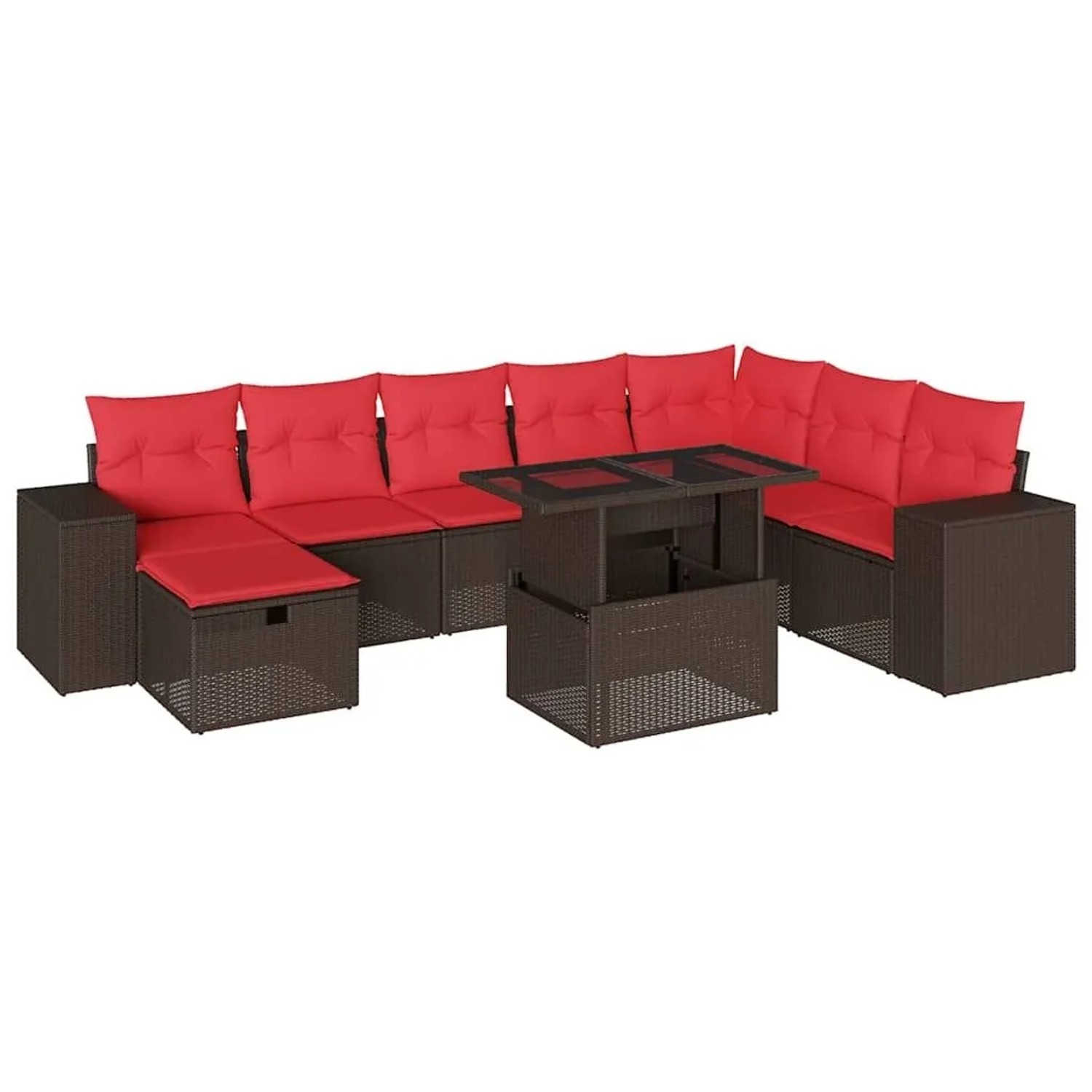 vidaXL 9-Tlg Gartensofa-Set mit Kissen Braun Polyrattan 3275354 günstig online kaufen