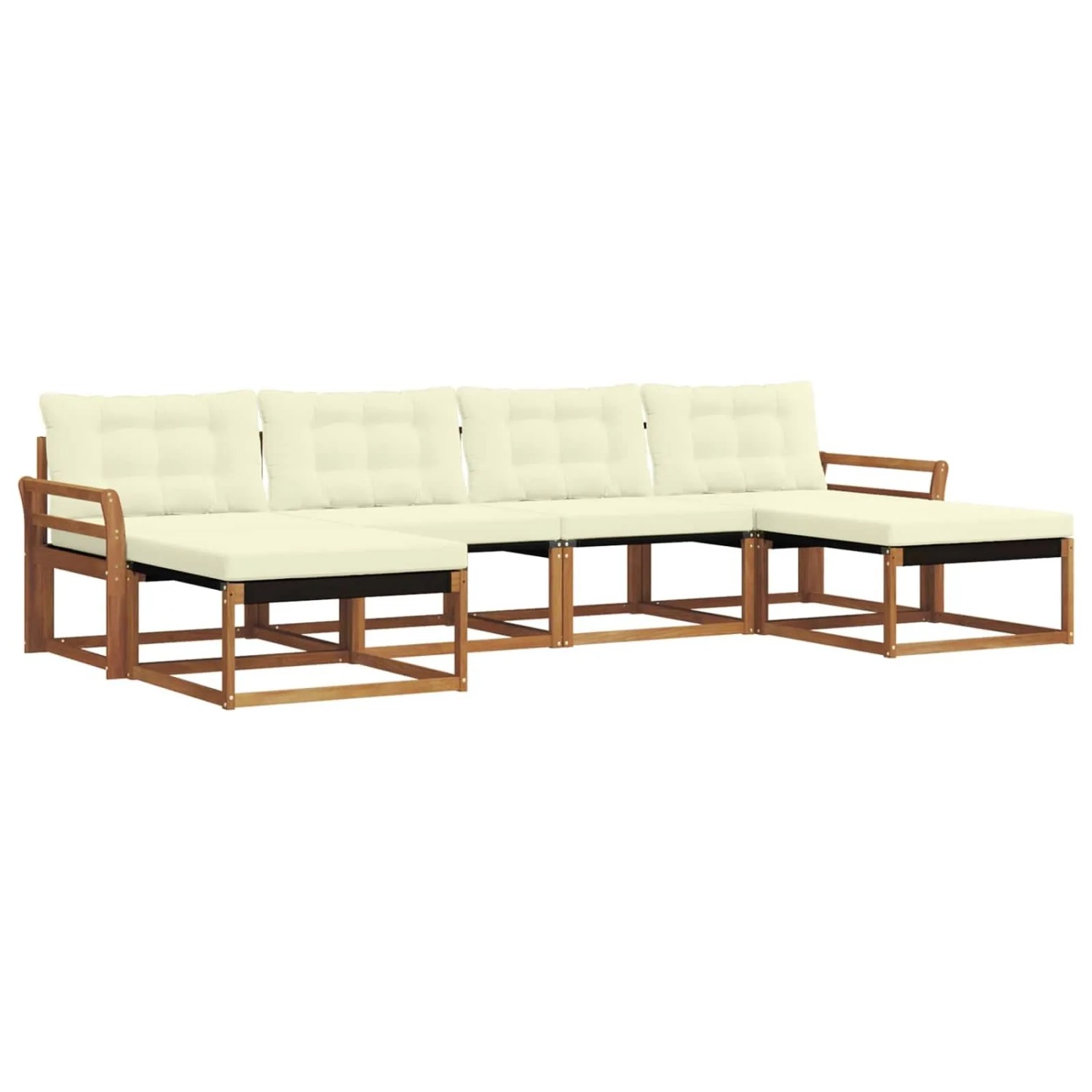 vidaXL Outdoor-Sofagarnitur mit Kissen 6-Tlg Natur und Creme 3369721