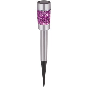OBI LIGHTING Solarspieß mit violettem Mosaik aus Edelstahl für den Garten.