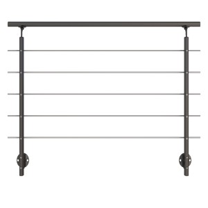 Dolle Geländer-Komplettset, 150 cm, Anthrazit, zur Wandmontage. Handlauf und Edelstahlstäbe inklusive.