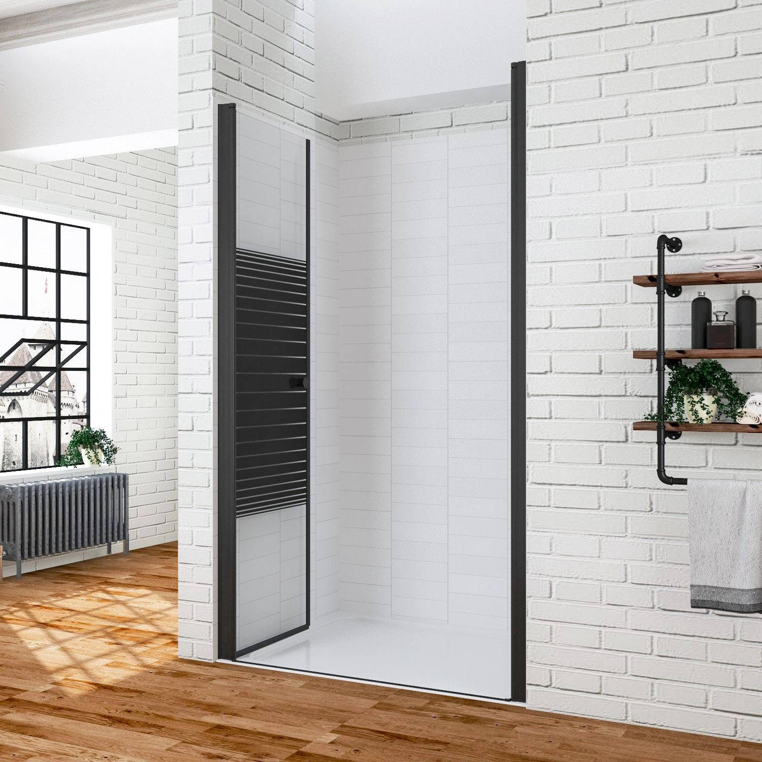 Aquabatos Duschtür 100 cm Nischentür Dusche Pendeltür Duschabtrennung 6 mm ESG Sicherheitsglas Duschkabine Duschwand mit Nano Beschichtung_5