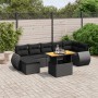 Schwarze 8-tlg. vidaXL Garten-Sofagarnitur aus Poly Rattan mit Kissen und Tisch.