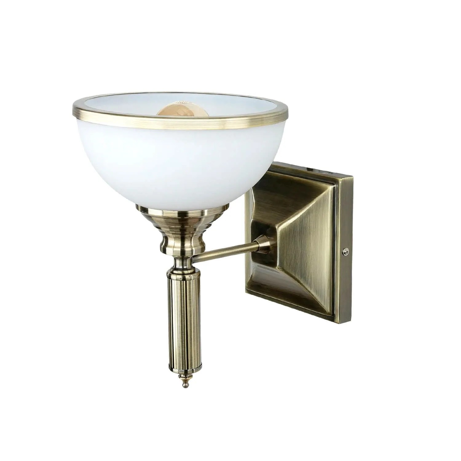 EASYLIGHT Wandleuchte Glas Metall 27 cm Hoch In Messing Antik Weiß E27