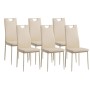6er Set Albatros Esszimmerstühle SALERNO in Beige mit Kunstlederbezug und Metallgestell.