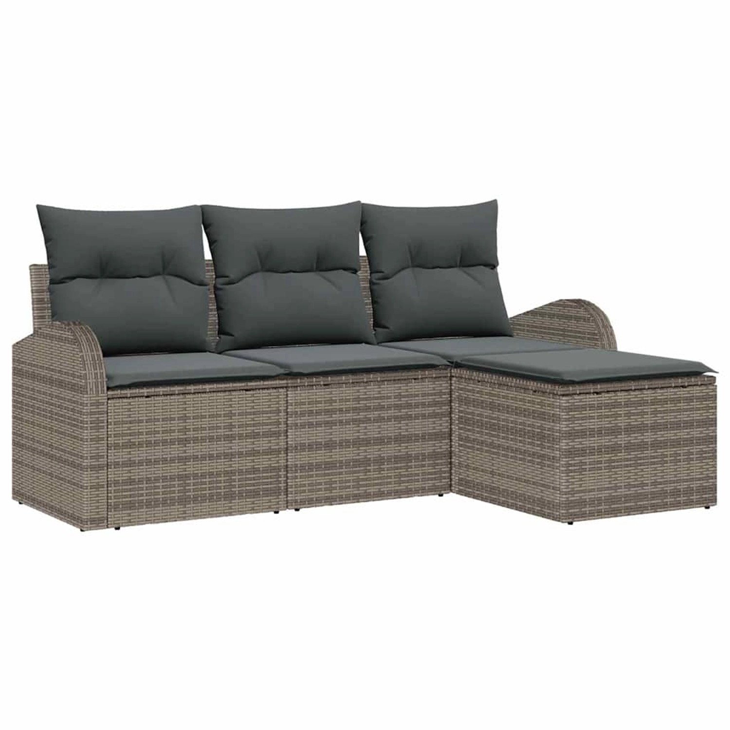 vidaXL Garten-Sofa-Set mit Kissen 4-Tlg Grau Poly Rattan 3354658 günstig online kaufen