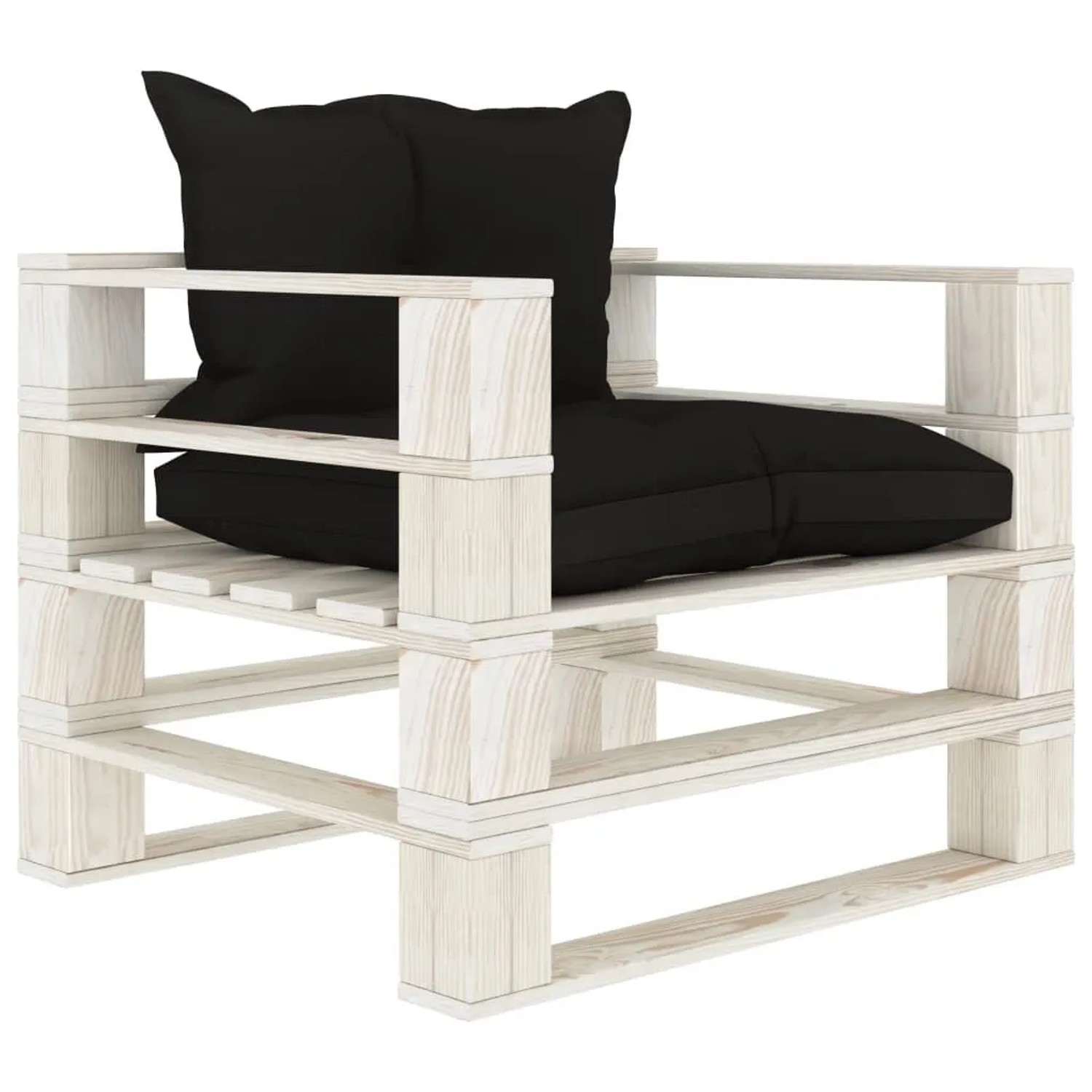 vidaXL Garten-Palettensofa mit Kissen in Schwarz Holz 3052348