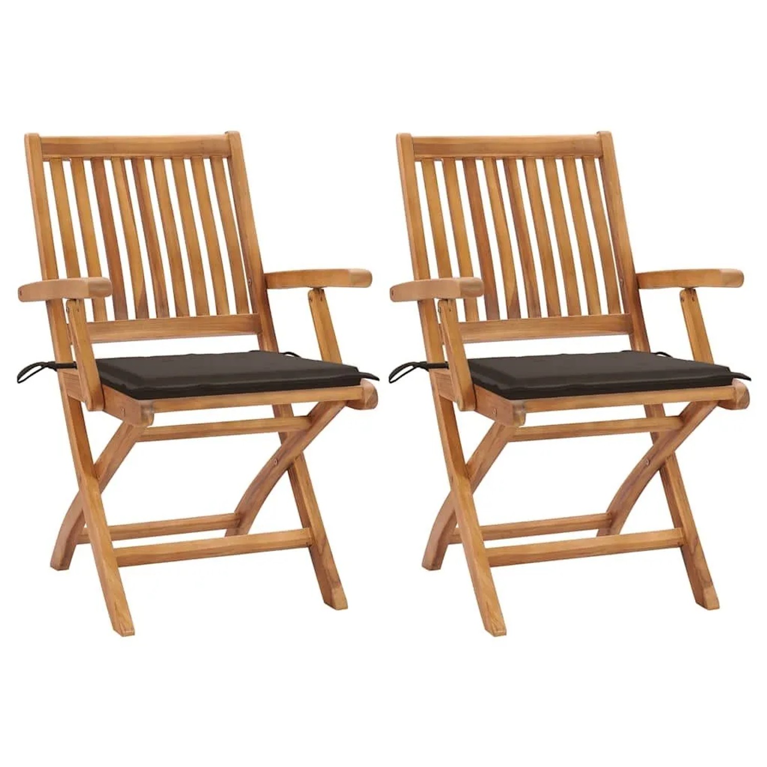 vidaXL Gartenstühle 2 Stk mit Taupe Kissen Teak Massivholz 3062414