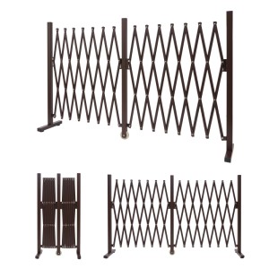 Braunes, ausziehbares Aluminium Absperrgitter mit Rollen, 103cm hoch, 52-400cm breit. Für Zäune & Mauern.