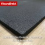 Schwarze Floordirekt Bodenschutzmatte aus Gummi, 100x100x1 cm, für Fitnessgeräte.