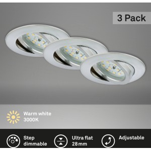 3er Set Briloner LED Einbaustrahler Attach Dim, Aluminium, dimmbar, für den Innenbereich.