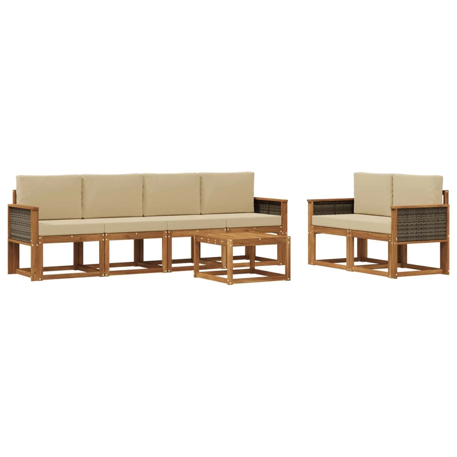 vidaXL Outdoor-Sofagarnitur mit Kissen 6 Stk Natur 3385009