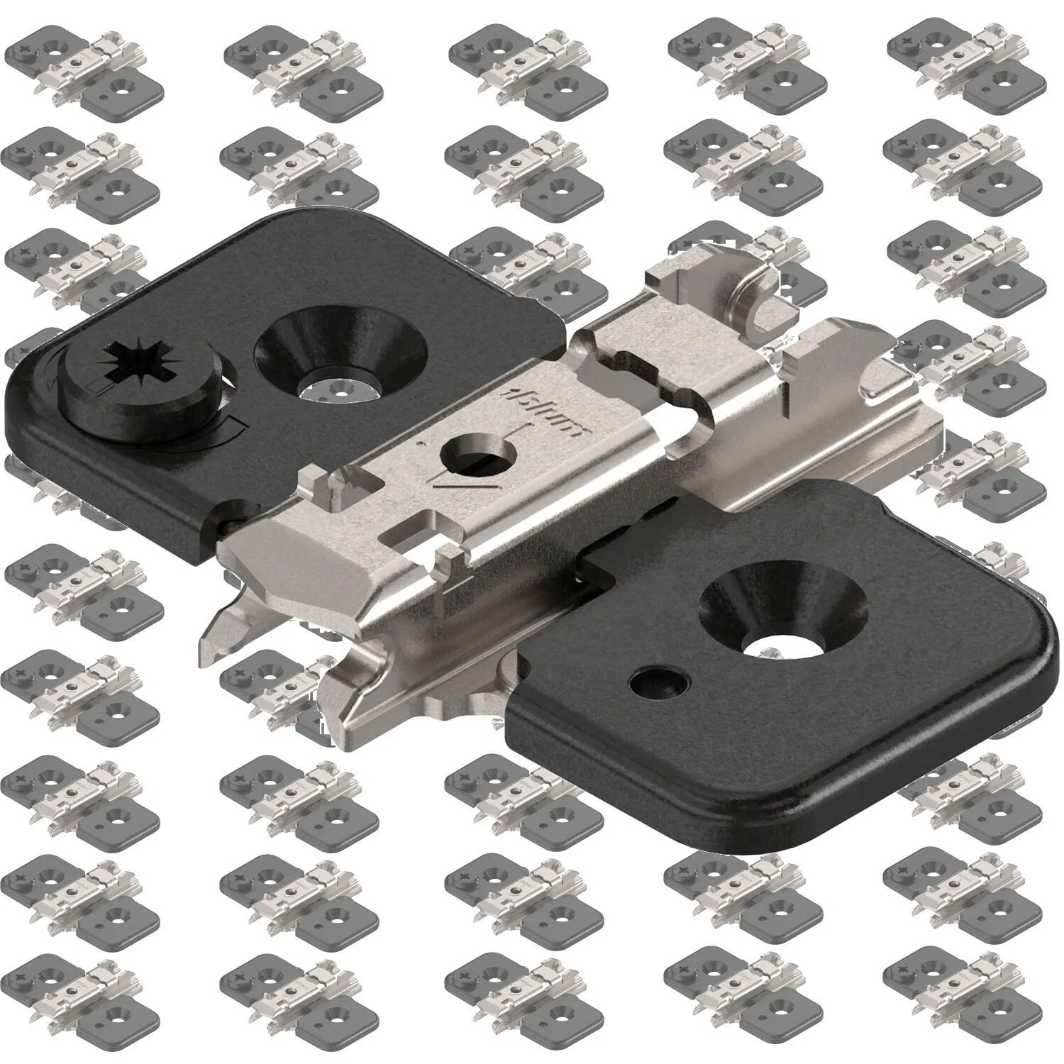 vasalat Set Blum Clip Kreuzmontageplatte Stahl Onyx-Schwarz 50 Stück