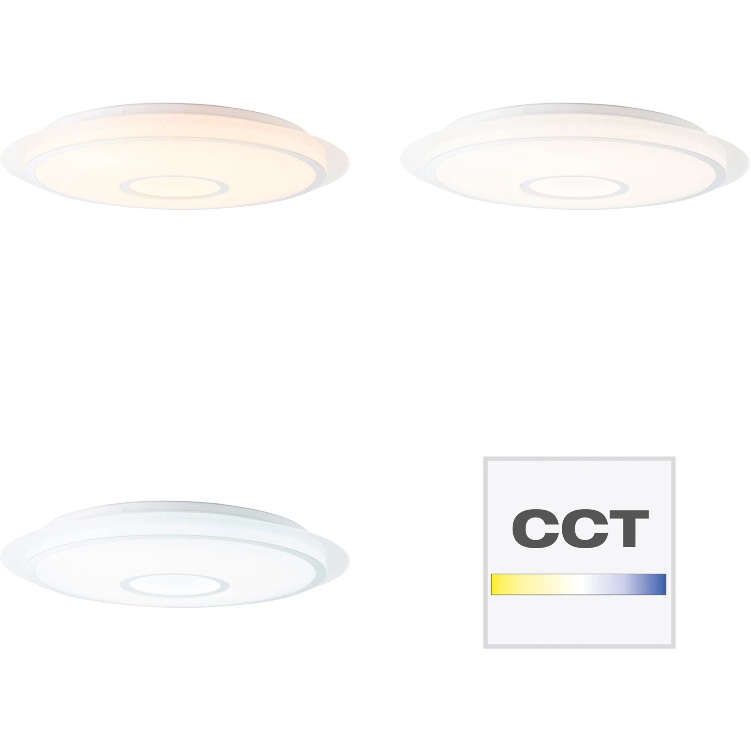 Weiße LED-Deckenleuchte Ronny, 56 cm, mit CCT-Funktion zur Farbtemperatursteuerung.