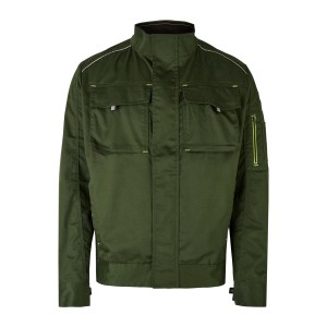 Oliv-schwarze Hans Schäfer Arbeitsjacke Professional Gr. 50 mit Taschen und Reflexstreifen.