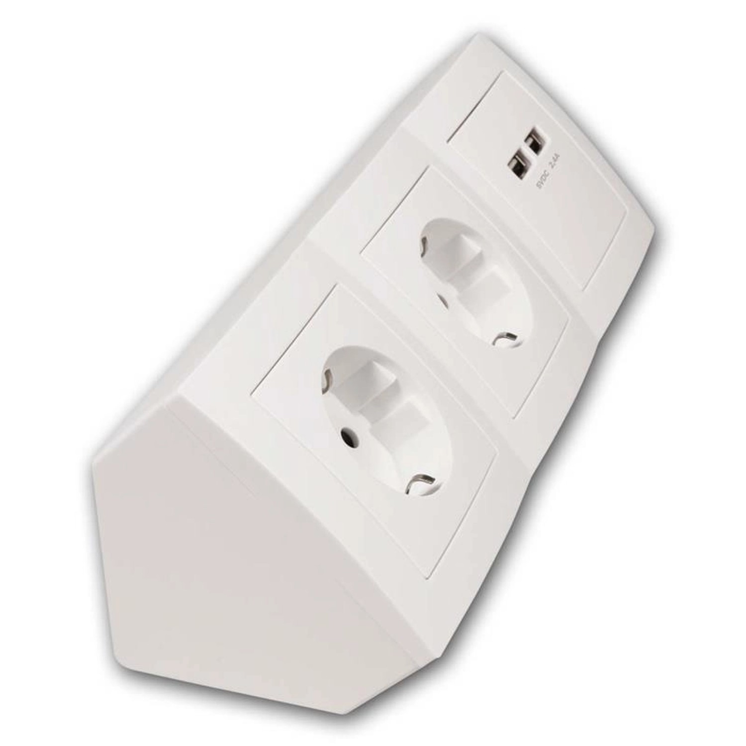 McPower Steckdosenblock Flair, 2-fach mit 2 USB-Anschlüssen, weiße Schalterprogramme.