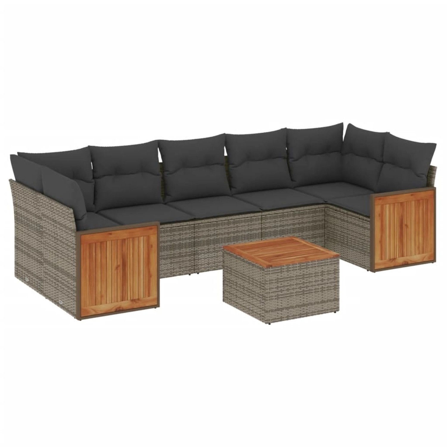 vidaXL 8-Tlg Garten-Sofagarnitur mit Kissen Grau Poly Rattan 3227495 günstig online kaufen