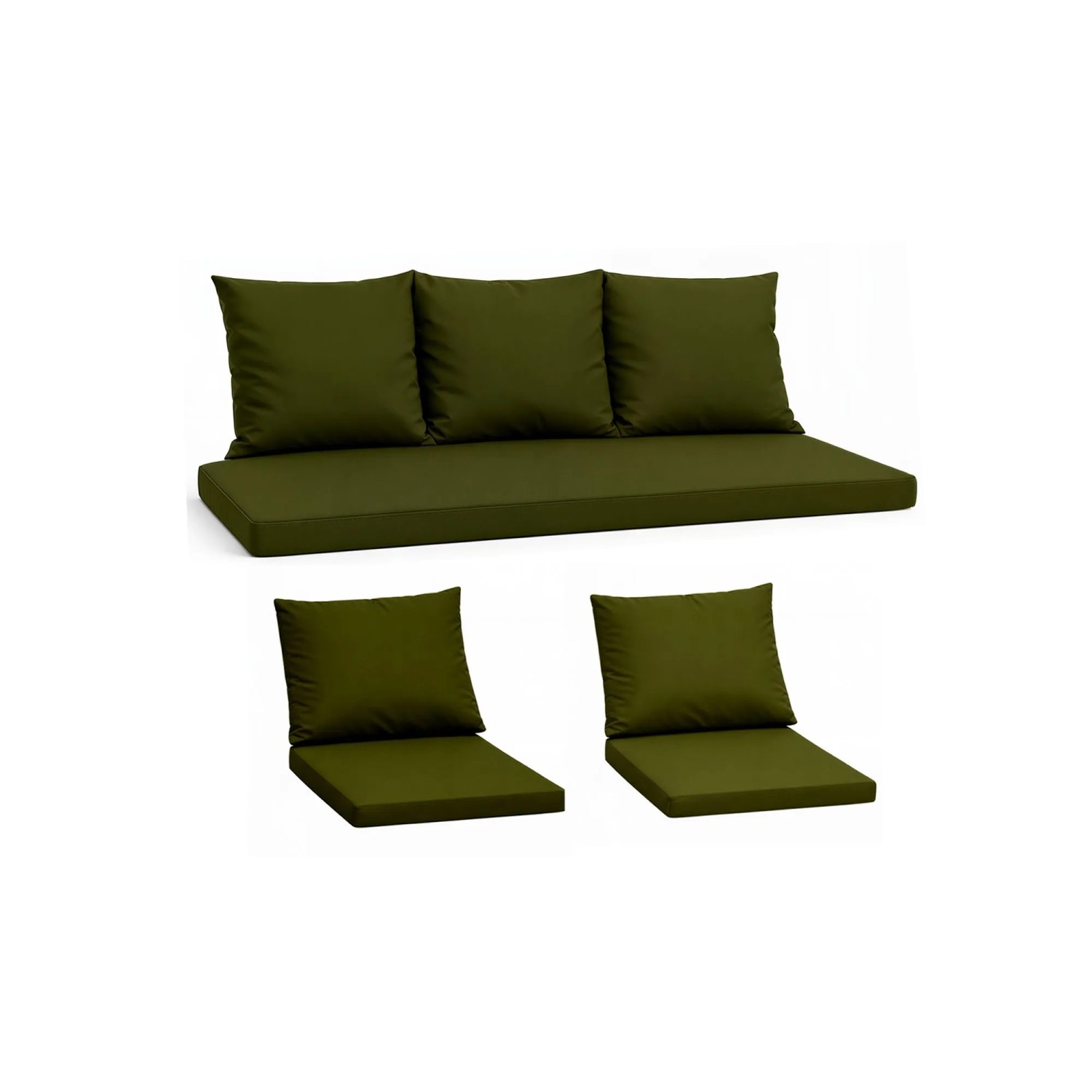 Setgarden Komfort Set Gartenloungekissen aus Technorattan-Möbel Kissen für Sofa 150x50 cm + Sessel 1tlg Grün