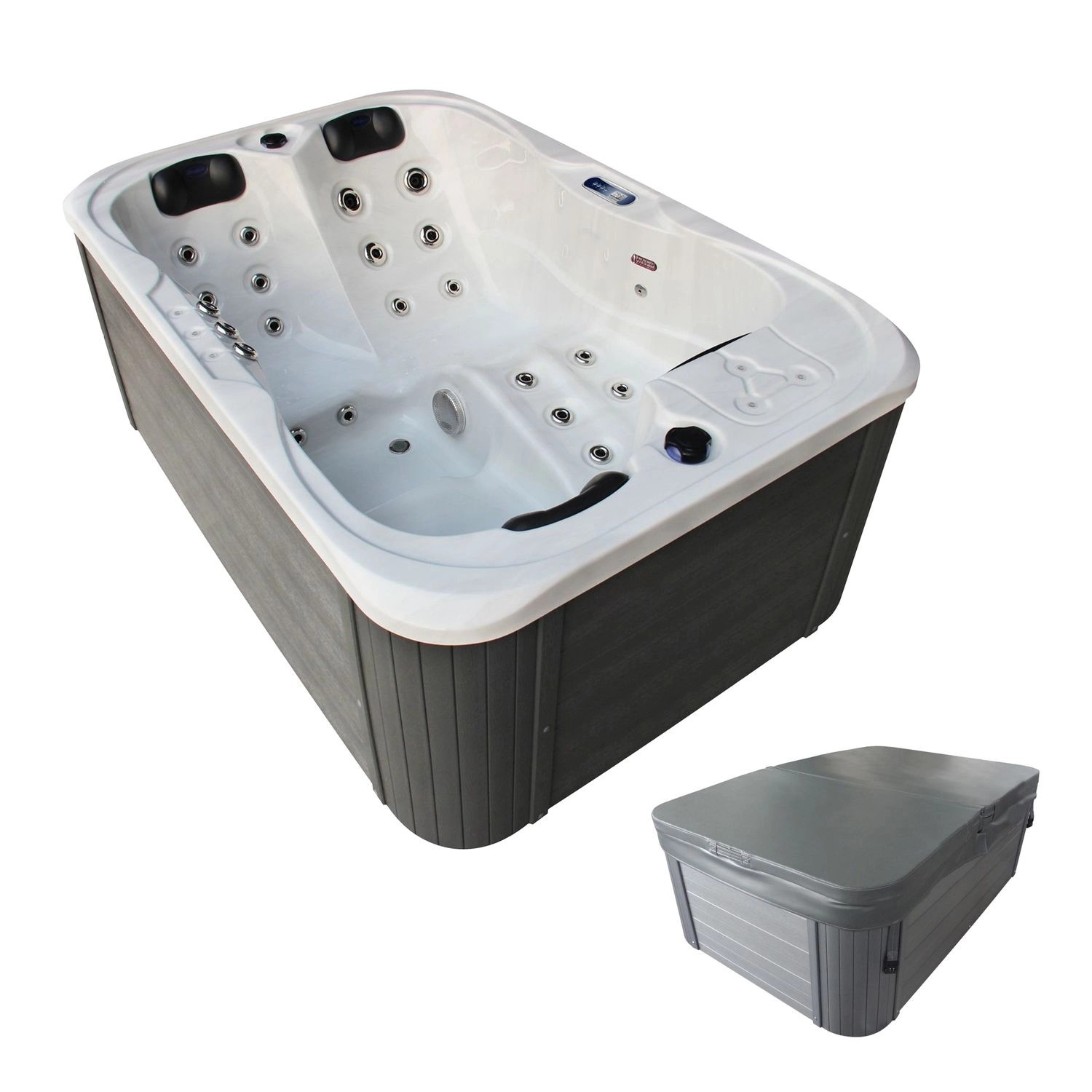 Tronitechnik Outdoor Whirlpool Spa Tino Pro Mit Isolierung Weiss Silber Marmoriert  195Cm X 127Cm Heizung Hydromassage