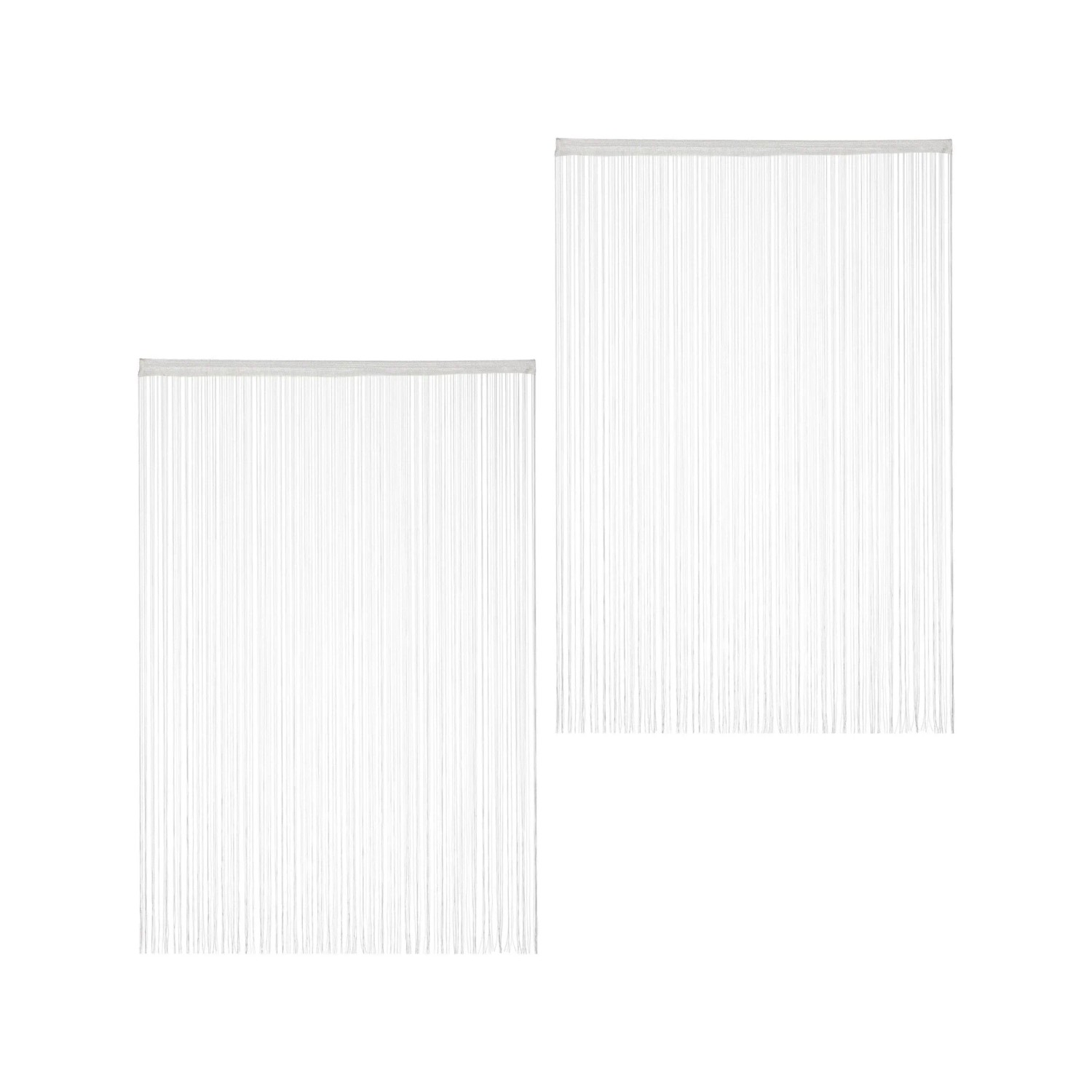 Relaxdays Fadenvorhang 2er Set Polyester Weiß Kürzbar 145 cm x 245 cm