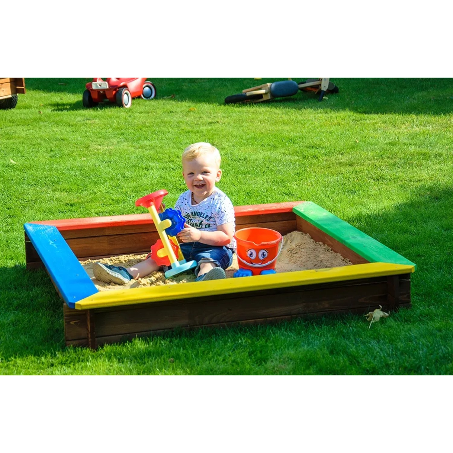 sandkasten spielzeug spielstabil Sandkasten wetterfest 117 cm x 117 cm Bunt FSC® kaufen bei OBI