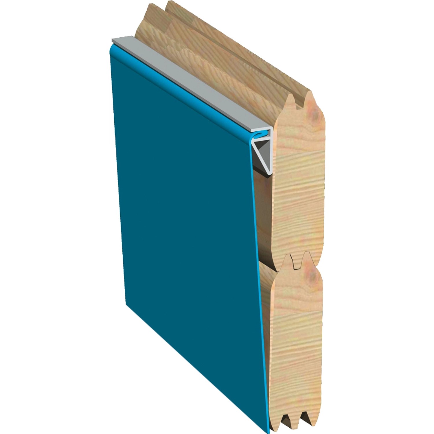 Detailansicht Karibu Pool Modell 2 B KDI: Kesseldruckimprägniertes Holz, blaue Poolfolie.