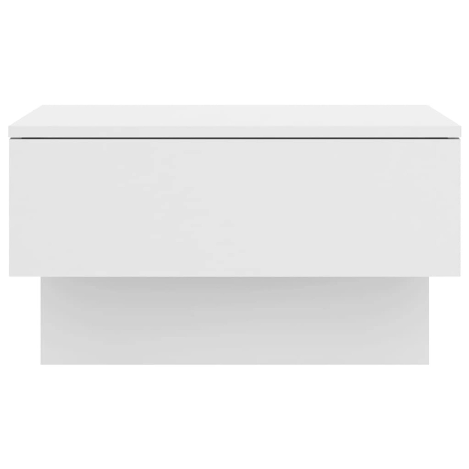 Zwei weiße Wand-Nachttische aus Holzwerkstoff, schlichtes Design.