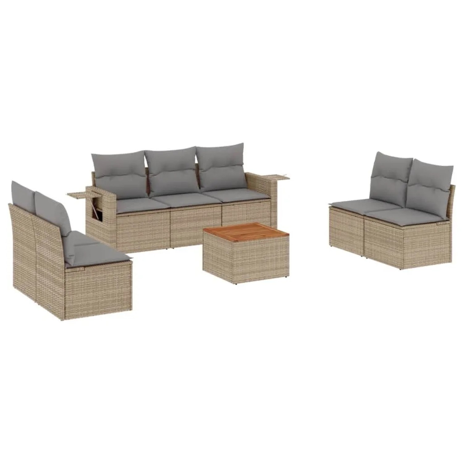 vidaXL 8-Tlg Garten-Sofagarnitur mit Kissen Beige Poly Rattan 3224519 günstig online kaufen
