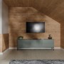 Wohnraum mit Egger Decowall DO008 Loveland Eiche Dekor-Paneelen an Wand und Dachschräge.