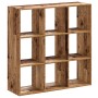 VidaXL Bücherregal in Altholz-Optik, 102x32x102 cm, Holzwerkstoff, mit 9 Fächern.