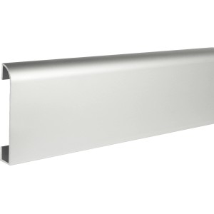 Fuchs Design Sockelleiste Alu Silber, 7x250cm, mit Kabelkanal für modernen Bodenabschluss.