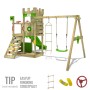 Fatmoose Spielturm BoldBaron mit Rutsche und Schaukel in Apfelgrün.