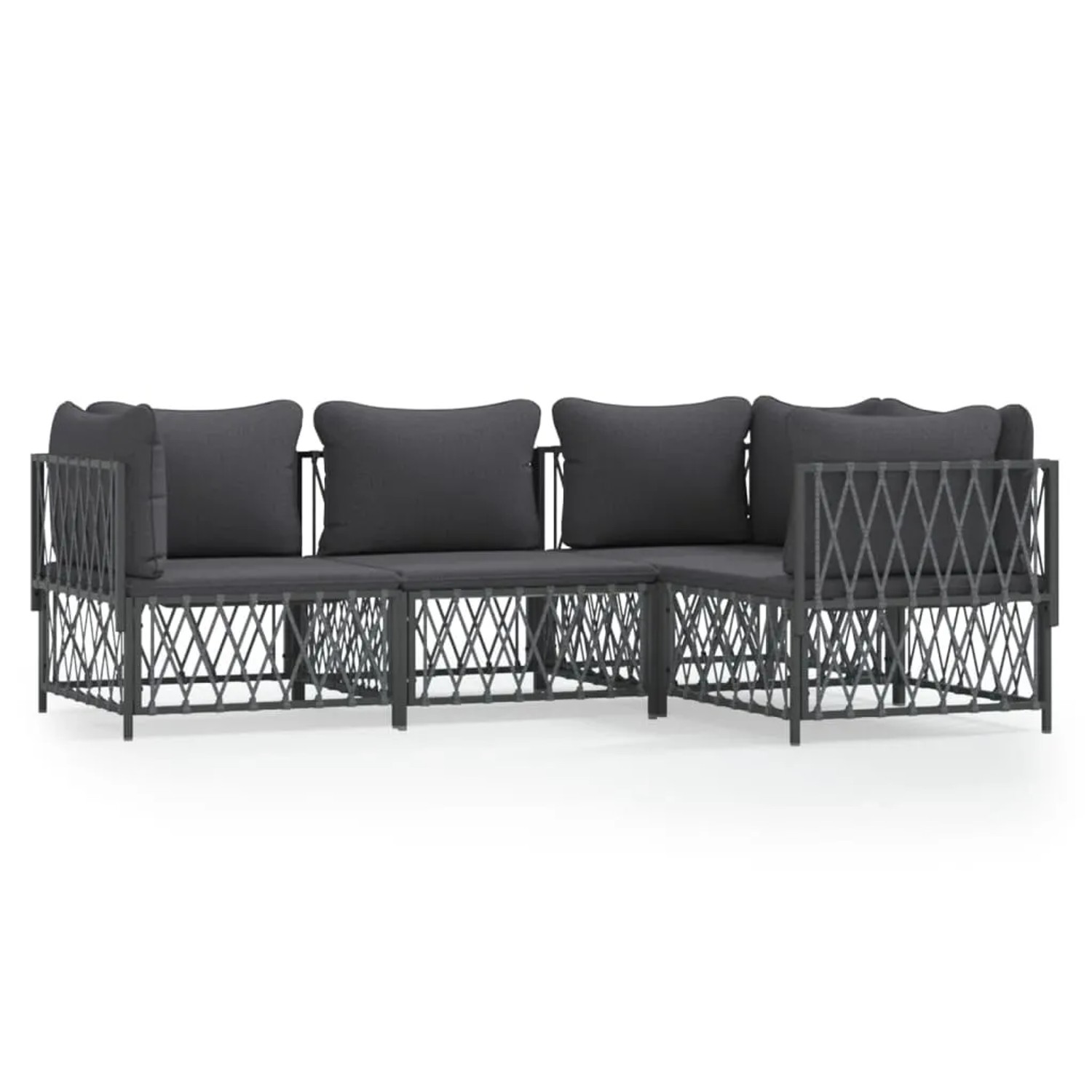 vidaXL 4-Tlg Garten-Lounge-Set mit Kissen Anthrazit Stahl 3186869