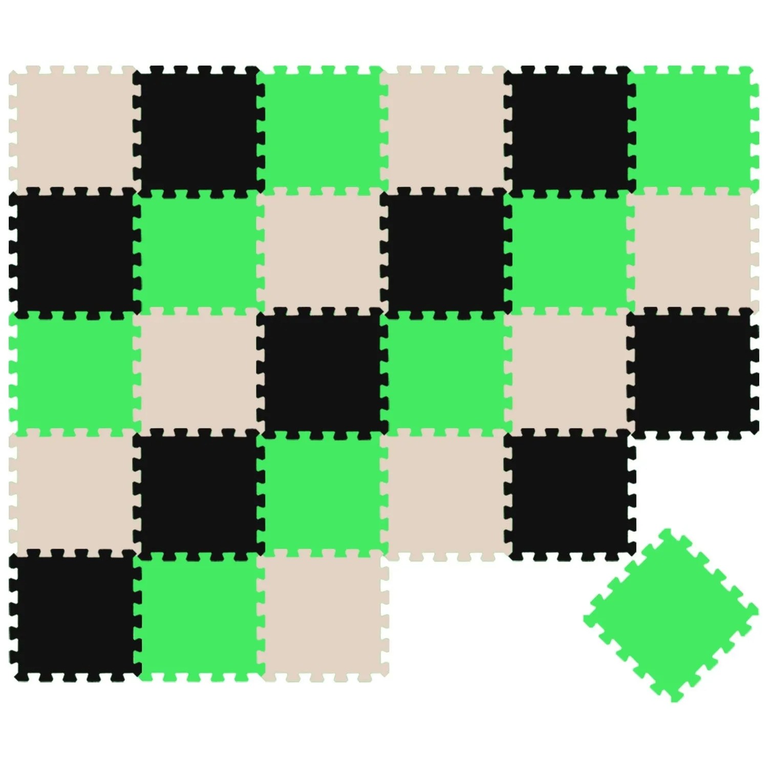 LittleTom Baby & Kinder Puzzlematte 30 x 30 cm 27 Teile Schwarz Beige Hellgrün
