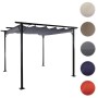 Graue MCW Pergola C42 3,5x3,5m mit Schiebedach als Terrassenüberdachung.