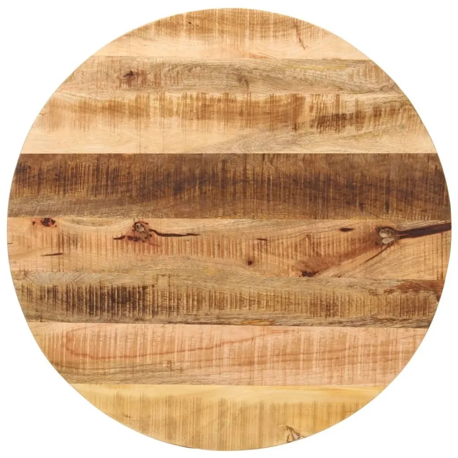 vidaXL Tischplatte Ø 80x3,8 cm Rund Raues Massives Mangoholz 370014