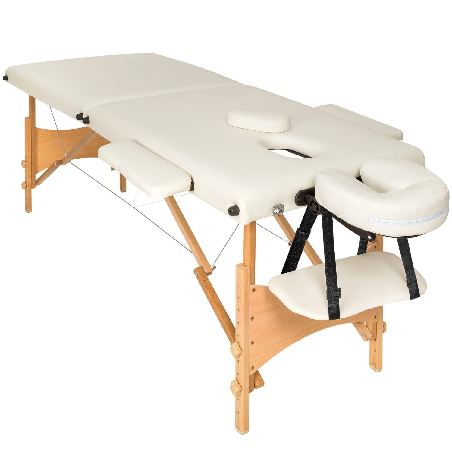 Tectake 2 Zonen Massageliege Freddi Breite 61 cm  Polsterung 5 cm Inklusive Tragetasche  185 x 61 x 62 cm Beige