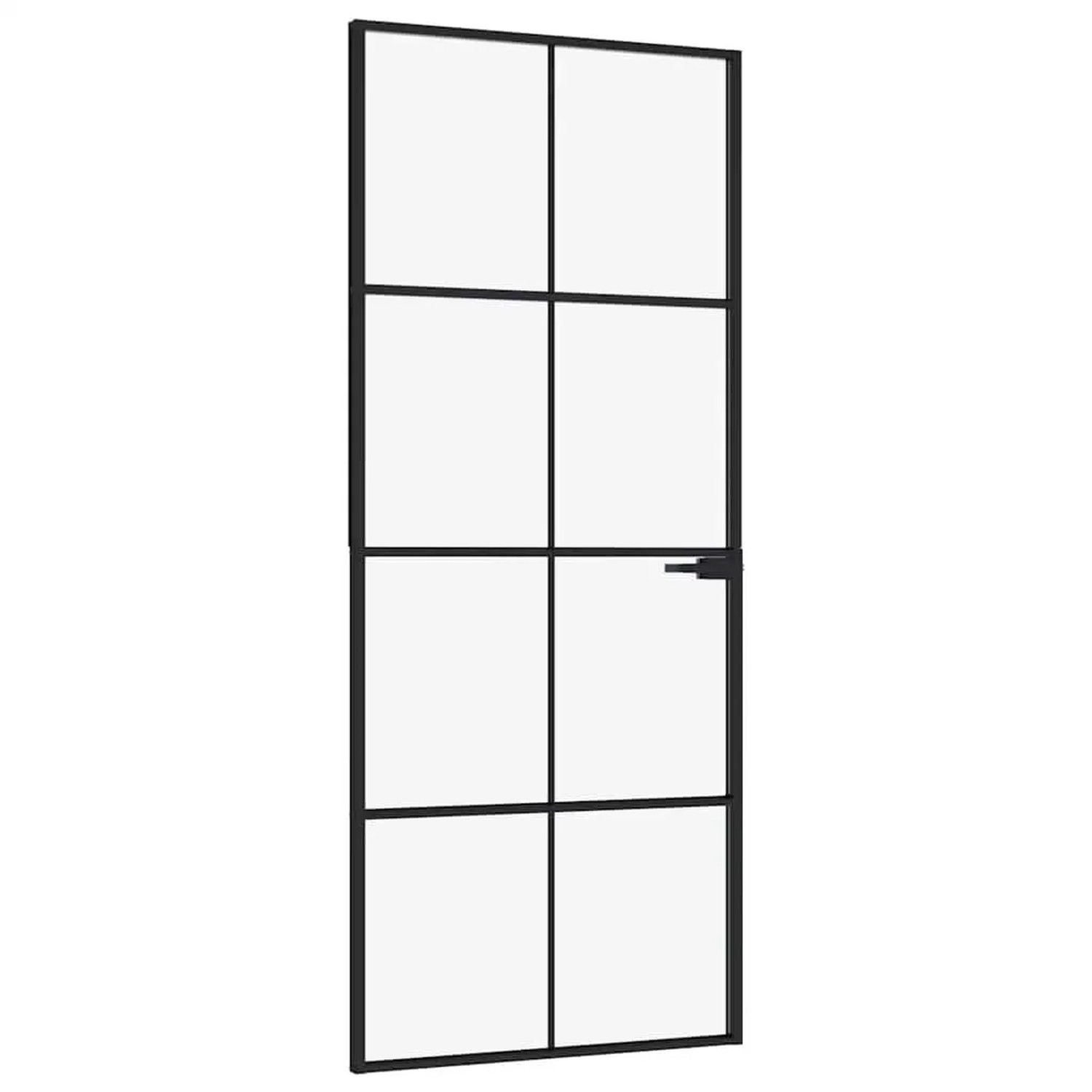 vidaXL Innentür Schwarz 83x201,5 cm Hartglas und Aluminium Schlank 153663