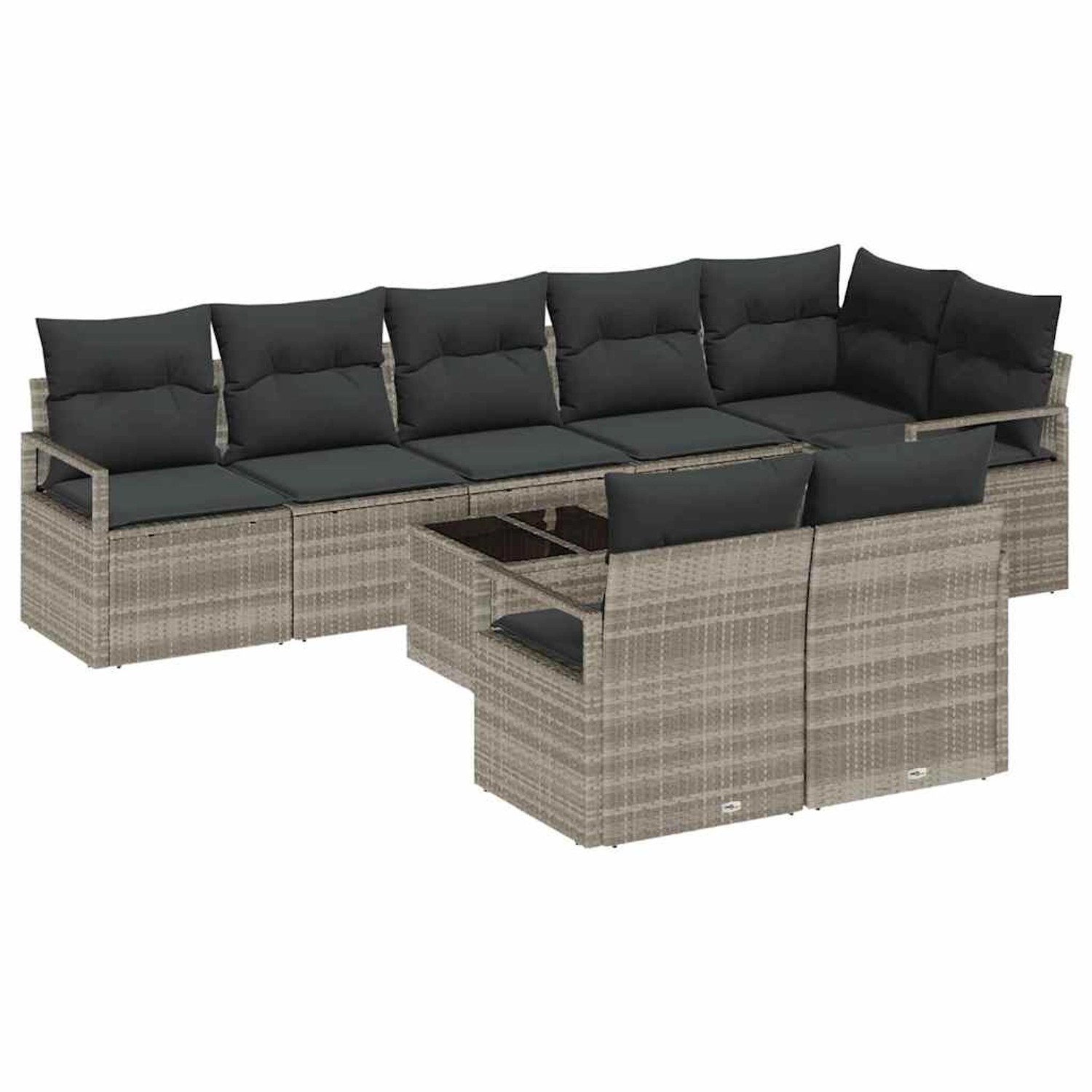 vidaXL Garten-Sofa-Set 9-Tlg Hellgrau Poly Rattan 3346442 günstig online kaufen