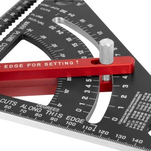 STAHLWERK Winkeldreieck mit Anschlag, metrischer Winkelmesser aus Aluminium für Werkzeug-Sets.