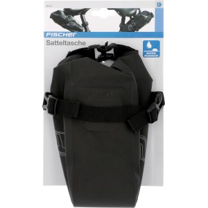 Wasserdichte Fischer Satteltasche M für Fahrräder, flexible Größe mit Rollverschluss und Gurten.
