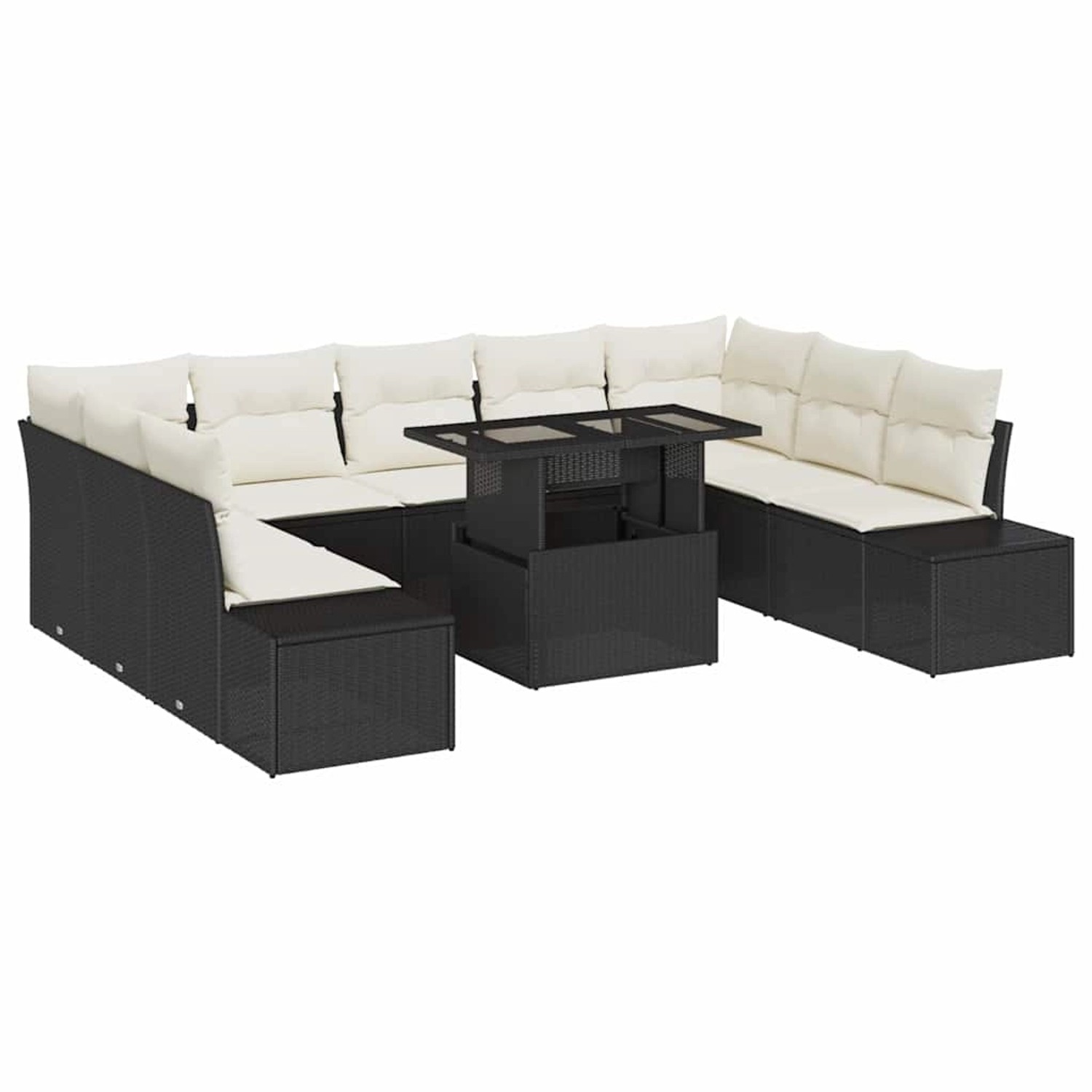 vidaXL Garten-Sofa-Set mit Speicher 10-Tlg Schwarz Poly Rattan 3357980 günstig online kaufen