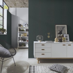 Wohnraum mit schwarzer Bricoflor Vliestapete als Dekorative Tapete.