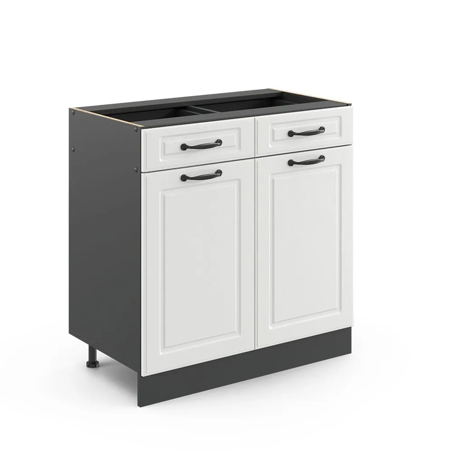 Vicco Küchenunterschrank R-Line Weiß Landhaus Anthrazit 80 cm ohne Arbeitsplatte