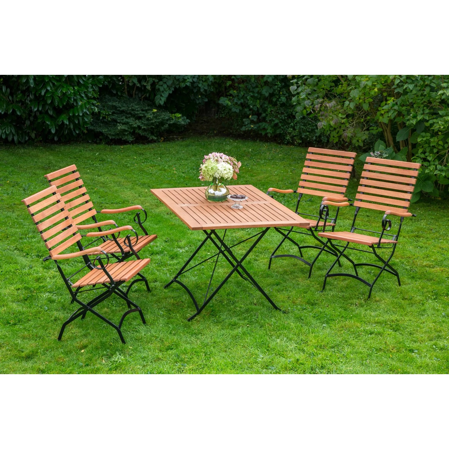 Merxx Gartenmöbel Set Schlossgarten Braun 5-tlg Klappsessel