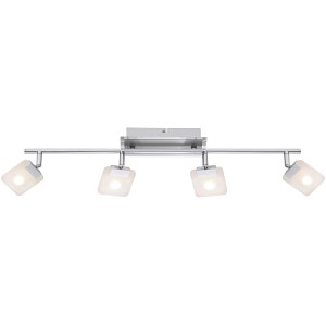 LED-Spot Fano 4er, Chrom/Nickel, mit satiniertem Acrylglas. Moderne Deckenleuchte für Innenräume.