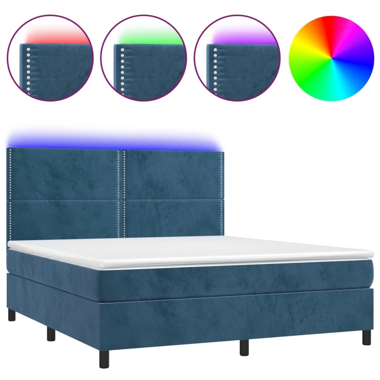 vidaXL Boxspringbett mit Matratze & LED Dunkelblau 160x200 cm Samt 3136075 günstig online kaufen